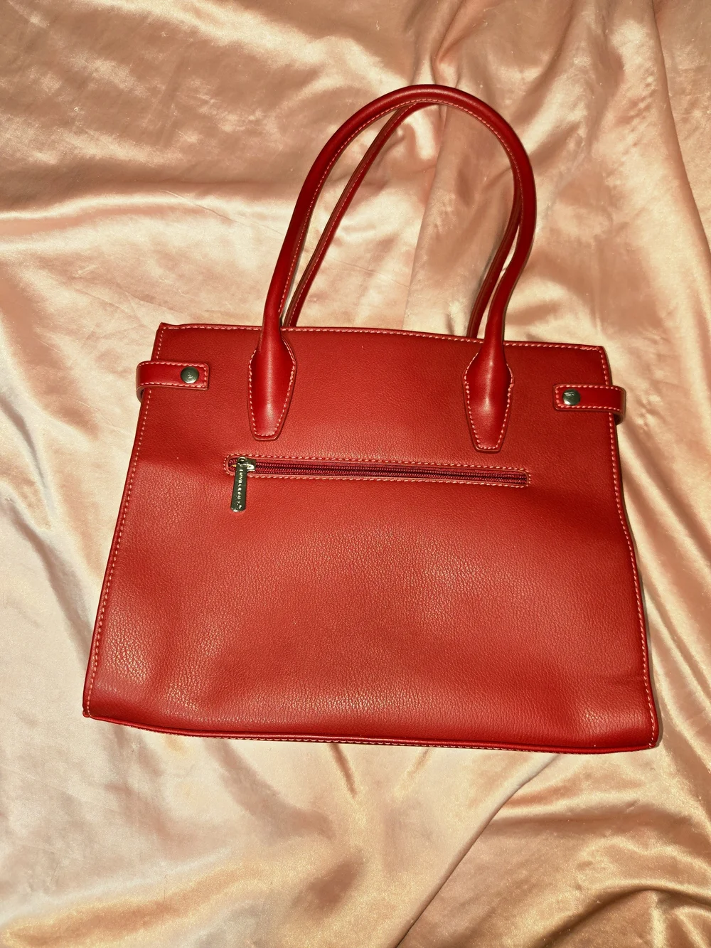 Red Leather Satchel Handbag